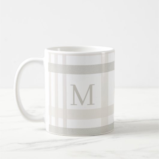 Monogram Classic Elegant Minimaler Karierter Name Kaffeetasse (Links)