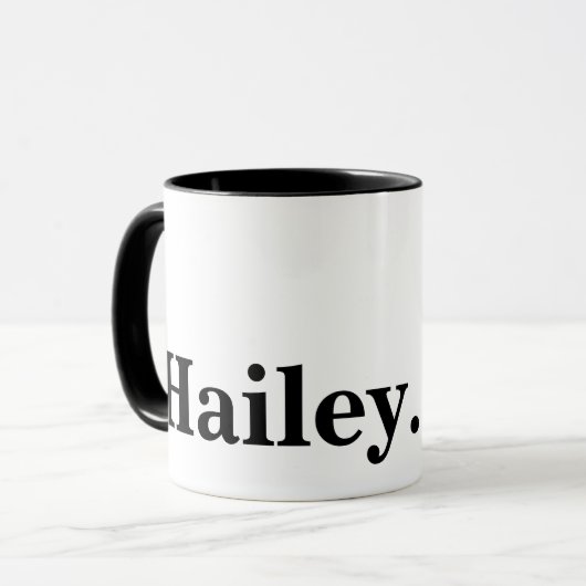 Monogram Classic Elegant Minimaler Schwarz-weißer Tasse (Vorderseite Links)