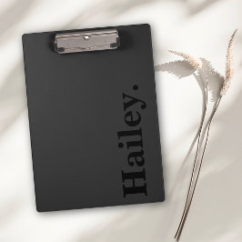 Monogram Classic Elegant Minimaler Schwarzer Name Klemmbrett