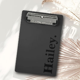 Monogram Classic Elegant Minimaler Schwarzer Name Mini Klemmbrett