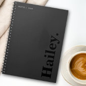 Monogram Classic Elegant Minimaler Schwarzer Name Notizblock