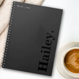 Monogram Classic Elegant Minimaler Schwarzer Name Notizblock