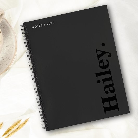 Monogram Classic Elegant Minimaler Schwarzer Name Notizblock