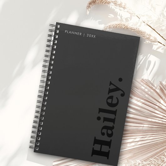 Monogram Classic Elegant Minimaler Schwarzer Name Planer