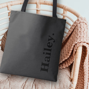 Monogram Classic Elegant Minimaler Schwarzer Name Tasche