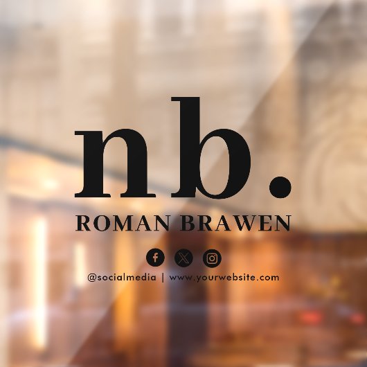 Monogram Classic Elegant Modern Minimal Namplate Fensteraufkleber (Blatt 2)