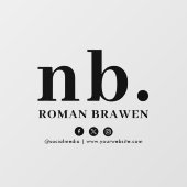 Monogram Classic Elegant Modern Minimal Namplate Fensteraufkleber (Blatt)