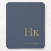 Monogram Classic Elegant Navy Blue Gold Initials Mousepad (Vorne)
