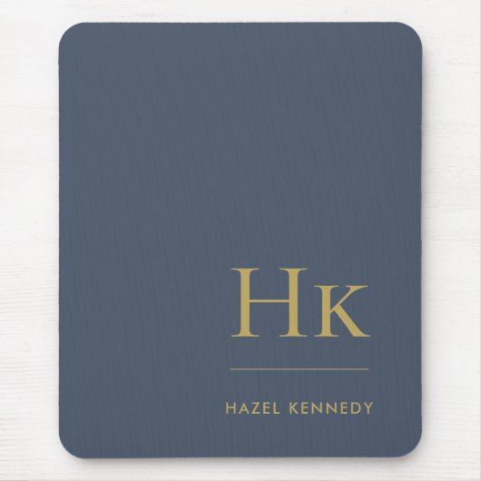 Monogram Classic Elegant Navy Blue Gold Initials Mousepad (Vorne)