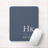 Monogram Classic Elegant Navy Blue White Initials Mousepad (Mit Mouse)