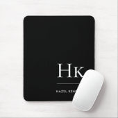 Monogram Classic Elegant Schwarz-weiße Initials Mousepad (Mit Mouse)