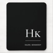 Monogram Classic Elegant Schwarz-weiße Initials Mousepad (Vorne)