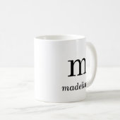 Monogram Classic Elegant Schwarz-weißer Anfangsnam Kaffeetasse (VorderseiteRechts)