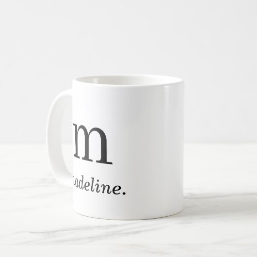 Monogram Classic Elegant Schwarz-weißer Anfangsnam Kaffeetasse (Vorderseite Links)