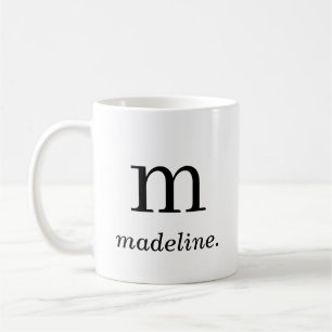 Monogram Classic Elegant Schwarz-weißer Anfangsnam Kaffeetasse