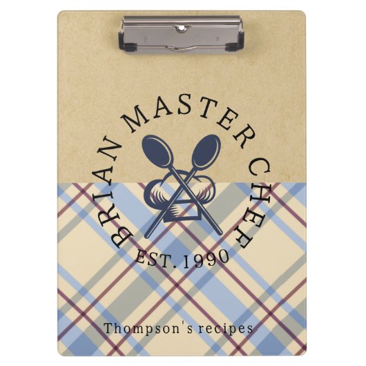 Monogram classic farmhouse style kraft paper Plaid Klemmbrett (Vorderseite)