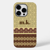 Monogram Classic Gold Blume Muster Case-Mate iPhone Hülle (Rückseite)