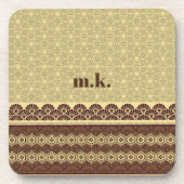 Monogram Classic Gold Blume Muster Getränkeuntersetzer (Vorderseite)