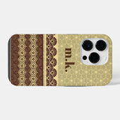 Monogram Classic Gold Blume Muster iPhone Hülle (Rückseite (Horizontal))