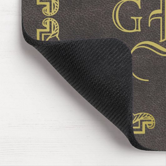 Monogram Classic Gold Frame Antique Leder Extravag Mousepad (Ecke)