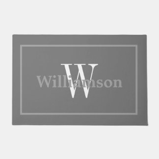 Monogram Classic Grauer Gerahmter Familienname Doo Fußmatte
