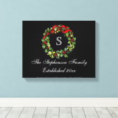 Monogram Classic Holly Wreath Custom Christmas Leinwanddruck (Insitu (Holzboden))