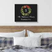 Monogram Classic Holly Wreath Custom Christmas Leinwanddruck (Insitu (Schlafzimmer))