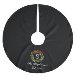 Monogram Classic Holly Wreath Custom Christmas Polyester Weihnachtsbaumdecke