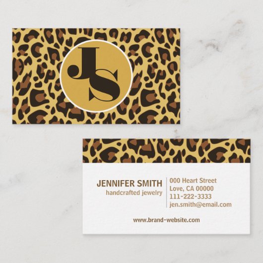 Monogram Classic Leopard Print Rockabilly Muster Visitenkarte (Vorne/Hinten)