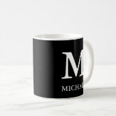 Monogram Classic Minimalistisch Black and White Kaffeetasse (VorderseiteRechts)
