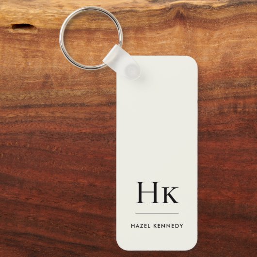 Monogram Classic Modern Minimalist Initials Ivory Schlüsselanhänger (Vorderseite)
