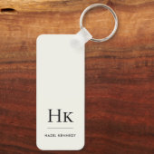 Monogram Classic Modern Minimalist Initials Ivory Schlüsselanhänger (Rückseite)