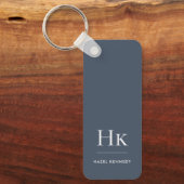 Monogram Classic Modern Minimalist Navy and White Schlüsselanhänger (Vorderseite)