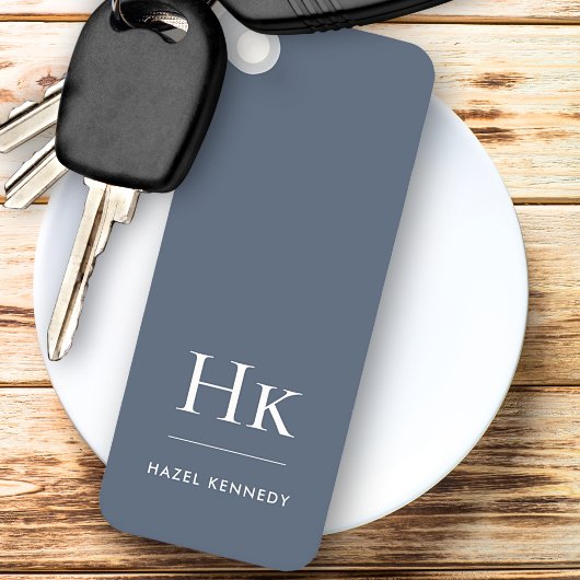 Monogram Classic Modern Minimalist Navy and White Schlüsselanhänger