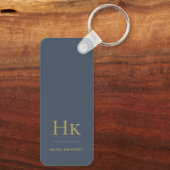 Monogram Classic Moderne Minimalistisch Navy und G Schlüsselanhänger (Rückseite)