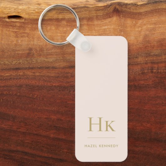 Monogram Classic Moderner Minimalistisch Blush Gol Schlüsselanhänger (Vorderseite)