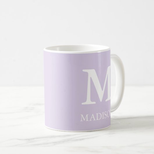Monogram Classic Moderner Minimalistisch Lavendel Kaffeetasse (VorderseiteRechts)