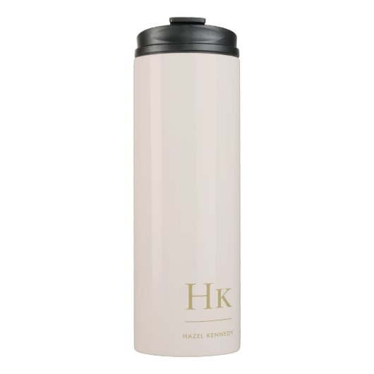 Monogram Classic Modernes Minimalistisch Blush Gol Thermosbecher (Vorderseite)