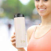 Monogram Classic Modernes Minimalistisch Blush Gol Thermosbecher