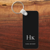 Monogram Classic Modernes Minimalistisch Schwarz u Schlüsselanhänger (Vorderseite)