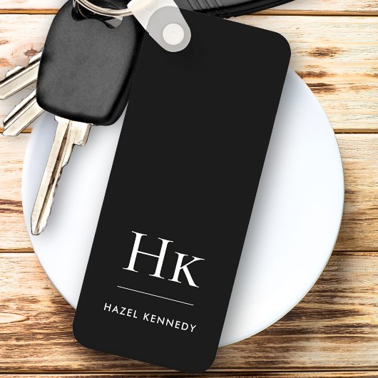 Monogram Classic Modernes Minimalistisch Schwarz u Schlüsselanhänger