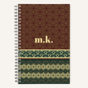 Monogram Classic Red Green Kikkou Muster Notizblock