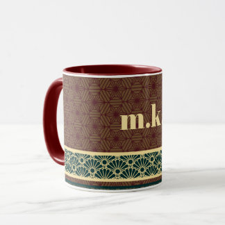Monogram Classic Red Green Kikkou Muster Tasse