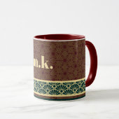 Monogram Classic Red Green Kikkou Muster Tasse (VorderseiteRechts)