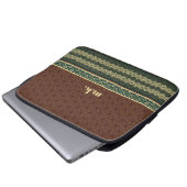 Monogram Classic Red Green Kikkou Pattern Laptopschutzhülle (Vorne Knopf)