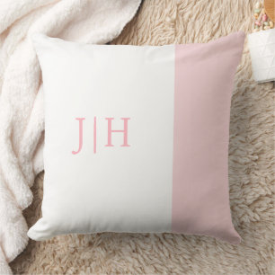 Monogram Classic Rosa Breitstreifen & Weiß Kissen