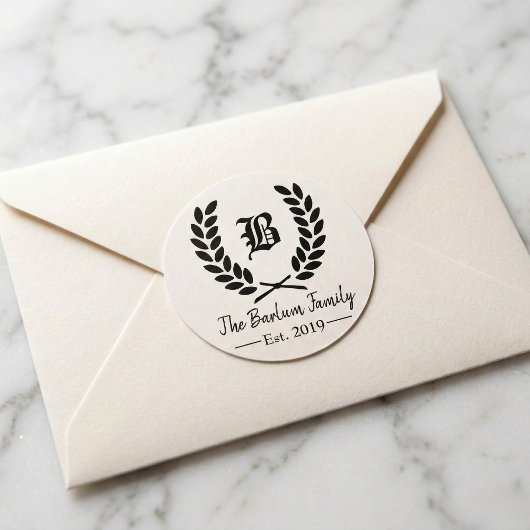 Monogram Classic Round Stickers, kundenspezifische Runder Aufkleber