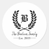 Monogram Classic Round Stickers, kundenspezifische Runder Aufkleber (Vorderseite)