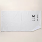 Monogram Classic Simple Chic Ivory White Custom Strandtuch (Vorderseite)