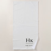 Monogram Classic Simple Chic Ivory White Custom Strandtuch (Vorderseite)